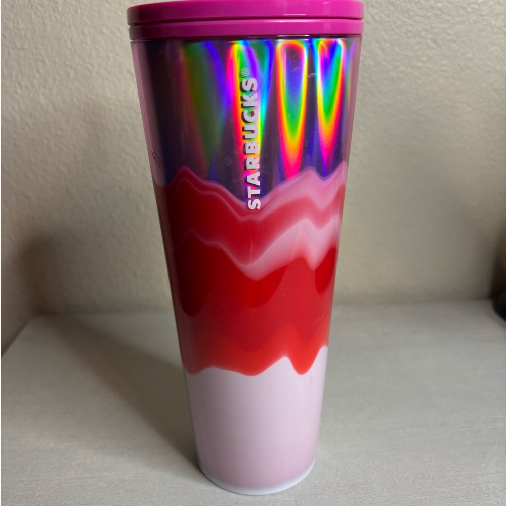 Starbucks Holographic Pink and Red Tumbler